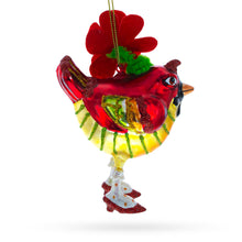 Load image into Gallery viewer, Hen Adorned with a Hat Glass Christmas Ornament