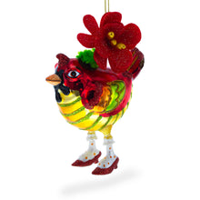 Load image into Gallery viewer, Hen Adorned with a Hat Glass Christmas Ornament
