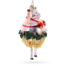 Load image into Gallery viewer, Pig Dancing in a Bra Glass Christmas Ornament