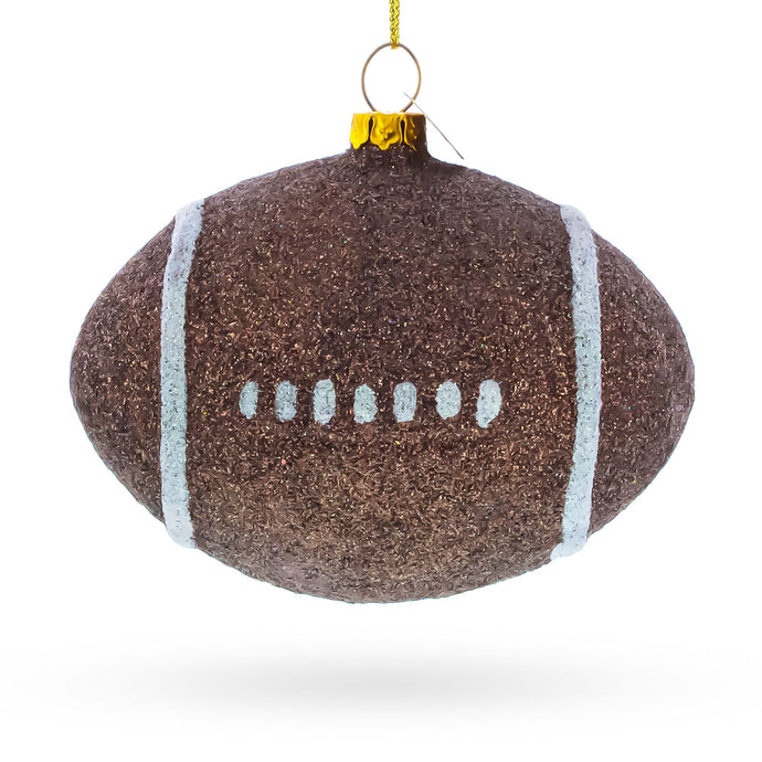 Sparkly Football Glass Christmas Ornament