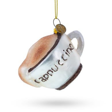 Steaming Cappuccino Cup Glass Christmas Ornament