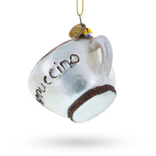 Load image into Gallery viewer, Steaming Cappuccino Cup Glass Christmas Ornament