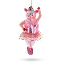 Load image into Gallery viewer, Ballerina Pig Glass Christmas Ornament