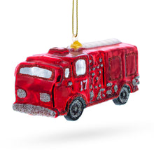 Load image into Gallery viewer, Classic Fire Truck Glass Christmas Ornament