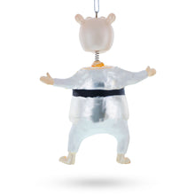 Load image into Gallery viewer, Martial Arts Karate Hippo Glass Christmas Ornament