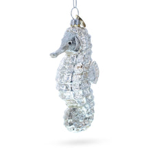 Load image into Gallery viewer, Silver Seahorse Glass Christmas Ornament