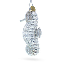 Load image into Gallery viewer, Silver Seahorse Glass Christmas Ornament