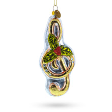 Load image into Gallery viewer, Musical Note with Poinsettia Glass Christmas Ornament