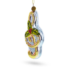 Load image into Gallery viewer, Musical Note with Poinsettia Glass Christmas Ornament