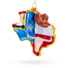 Load image into Gallery viewer, State of Texas Symbols, USA Glass Christmas Ornament