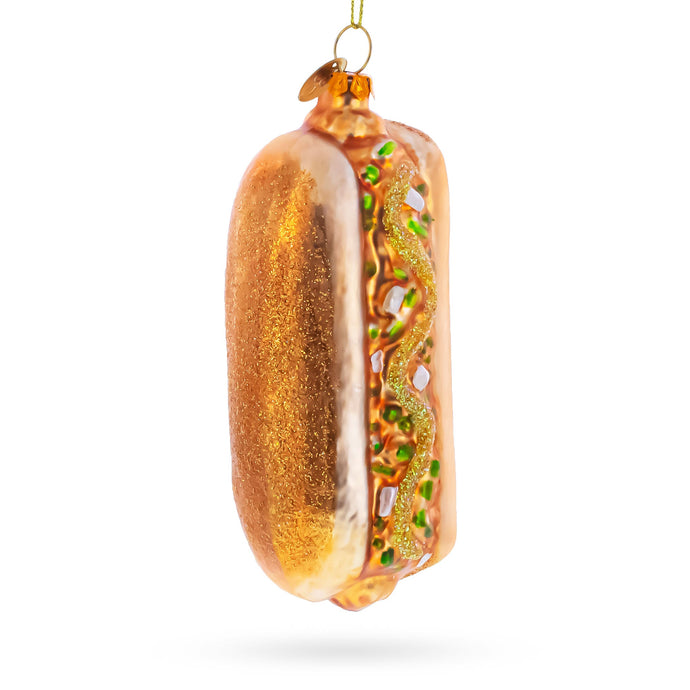 Hot Dog Glass Christmas Ornament