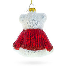 Load image into Gallery viewer, White Teddy Bear in Red Sweater Glass Christmas Ornament