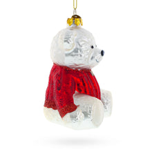 Load image into Gallery viewer, White Teddy Bear in Red Sweater Glass Christmas Ornament