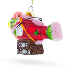 Load image into Gallery viewer, Fish in Hat Gone Fishing Glass Christmas Ornament
