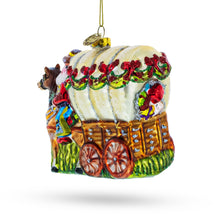 Load image into Gallery viewer, Western Santa with Holiday Wagon Glass Christmas Ornament