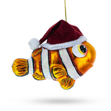 Load image into Gallery viewer, Clownfish in Santa Hat Glass Christmas Ornament