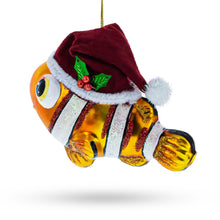 Load image into Gallery viewer, Clownfish in Santa Hat Glass Christmas Ornament
