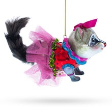 Load image into Gallery viewer, Raccoon in Dress Glass Christmas Ornament