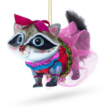Load image into Gallery viewer, Raccoon in Dress Glass Christmas Ornament