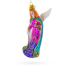 Load image into Gallery viewer, Serene Angel with Basket of Flowers Glass Christmas Ornament