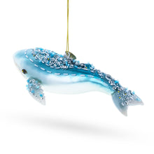 Load image into Gallery viewer, Blue Whale Glass Christmas Ornament