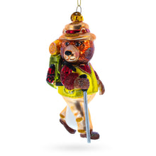 Load image into Gallery viewer, Bear Hiker Glass Christmas Ornament