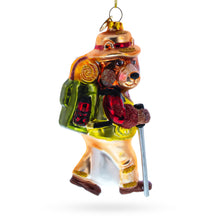 Load image into Gallery viewer, Bear Hiker Glass Christmas Ornament