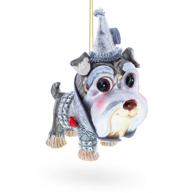 Schnauzer Glass Christmas Ornament