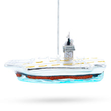 Load image into Gallery viewer, Aircraft Carrier Glass Christmas Ornament