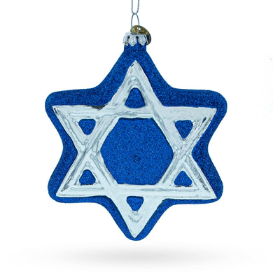 Jewish Star of David Glass Christmas Ornament