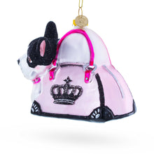 Load image into Gallery viewer, Boston Terrier in Pink Handbag Glass Christmas Ornament