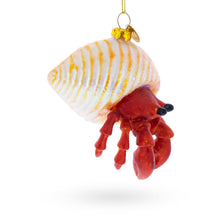 Load image into Gallery viewer, Tropical Orange Hermit Crab Glass Christmas Ornament
