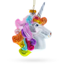 Load image into Gallery viewer, Rainbow Unicorn Glass Christmas Ornament