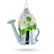 Load image into Gallery viewer, Floral Watering Can Glass Christmas Ornament
