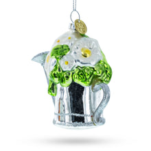 Load image into Gallery viewer, Floral Watering Can Glass Christmas Ornament