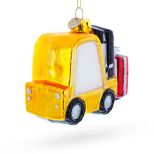 Load image into Gallery viewer, Santa Delivering Gifts with a Forklift Glass Christmas Ornament