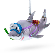 Load image into Gallery viewer, Snorkeling Shark Glass Christmas Ornament