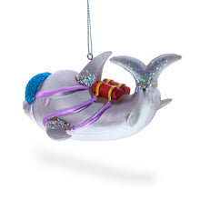 Load image into Gallery viewer, Snorkeling Shark Glass Christmas Ornament