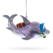 Load image into Gallery viewer, Snorkeling Shark Glass Christmas Ornament