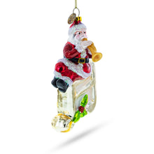 Load image into Gallery viewer, Santa on Music Note Glass Christmas Ornament