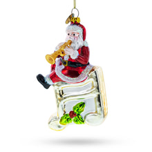 Load image into Gallery viewer, Santa on Music Note Glass Christmas Ornament