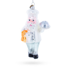 Load image into Gallery viewer, Chef Santa Serving a Festive Feast Glass Christmas Ornament