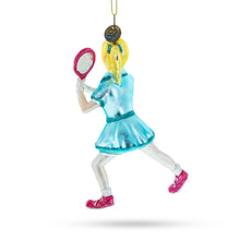 Load image into Gallery viewer, Athletic Girl Playing Tennis Glass Christmas Ornament