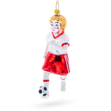 Load image into Gallery viewer, Girl Playing Soccer Glass Christmas Ornament