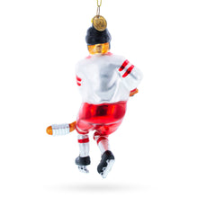 Load image into Gallery viewer, Hockey Player Glass Christmas Ornament