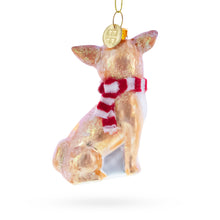 Load image into Gallery viewer, Chihuahua with Striped Scarf Glass Christmas Ornament