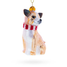 Load image into Gallery viewer, Chihuahua with Striped Scarf Glass Christmas Ornament