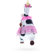 Load image into Gallery viewer, Dancing Cow in Pink Glass Christmas Ornament