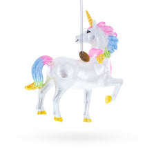 Load image into Gallery viewer, Rainbow Unicorn Glass Christmas Ornament