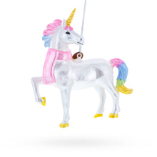 Load image into Gallery viewer, Rainbow Unicorn Glass Christmas Ornament